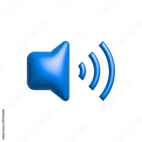 Blue Speaker Volume Sound Outline Icon.