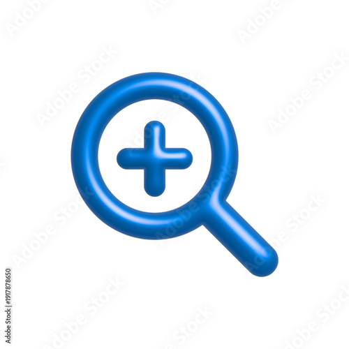 Blue Zoom In Search Outline Icon 3D Style.