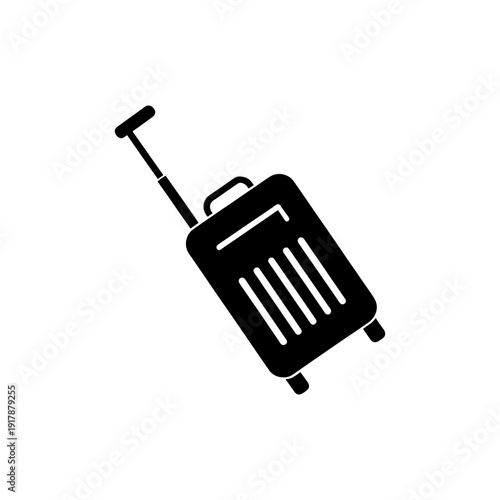 A simple black outline of a rolling suitcase travel accessory silhouette