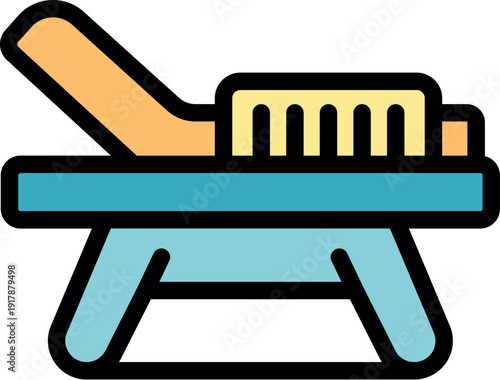 Small table holding a cleaning brush with long handle, perfect for scrubbing and cleaning tasks