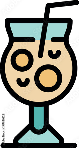 Refreshing tropical cocktail with straw and orange slices, served in an elegant glass, perfect for a summer celebration