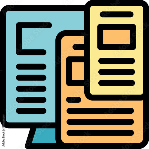 Digital documents displayed on a computer screen, representing online reading, editing, and content management