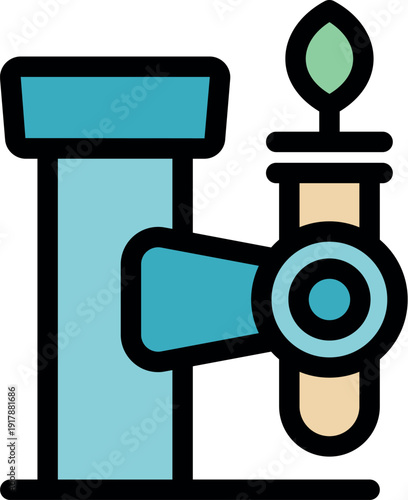 Genetically modified organism growing in test tube held by a laboratory machine