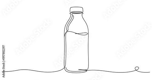 Minimalist continuous line drawing of a glass bottle. Non editable stroke