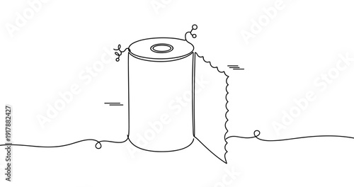 Playful ants interacting with a paper towel roll in minimalist line art. Non editable stroke