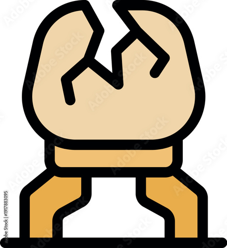 Broken eggshell on a stand symbolizing fragility, birth, new beginnings, and the delicate balance of nature