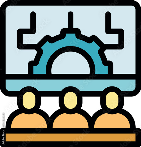 Office workers learning new skills for business processes optimization during management training