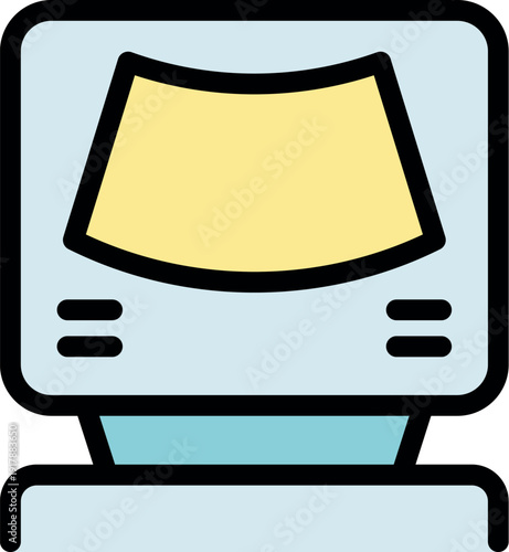 Ultrasound machine displaying fetus image on screen, used for prenatal diagnosis and monitoring pregnancy development