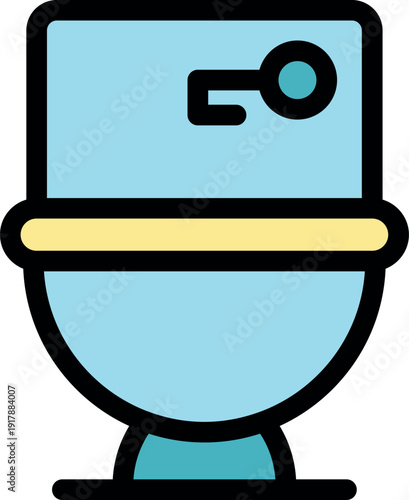 Cartoon bio toilet icon represents sustainable waste management and eco conscious sanitation practices
