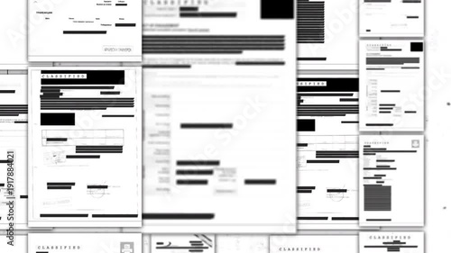 Black marker redacted document. Animation of erasing text of secret classified file using a black marker to censor. Illegal or secret activity information on paper documents being blacked redacted