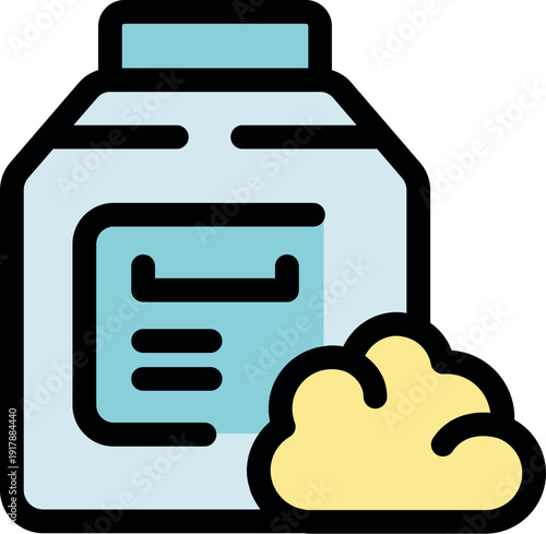 Carton of protein powder with measuring scoop promoting healthy lifestyle and muscle growth