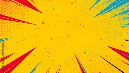 Vibrant Comic Style Background with Dynamic Burst of Colors