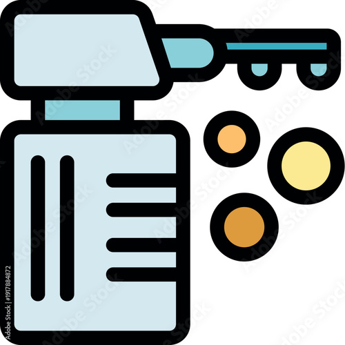 Spray bottle spraying cleaning detergent for disinfection, sanitization, and cleaning surfaces