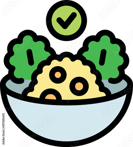 Bowl containing healthy food, representing a balanced diet and promoting wellbeing