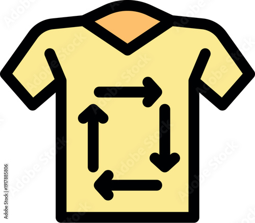 Yellow t shirt with recycling arrows promoting sustainable fashion and circular economy