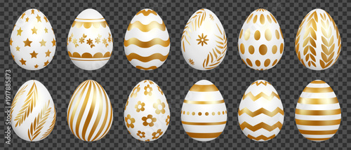 Vector illustration of Easter eggs set on transparent background