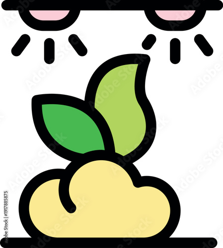 Seedling growing under led lamps, representing innovation in agriculture and smart farming techniques