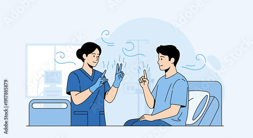 Doctor and Patient in Hospital Room, Healthcare Concept, Medical Treatment