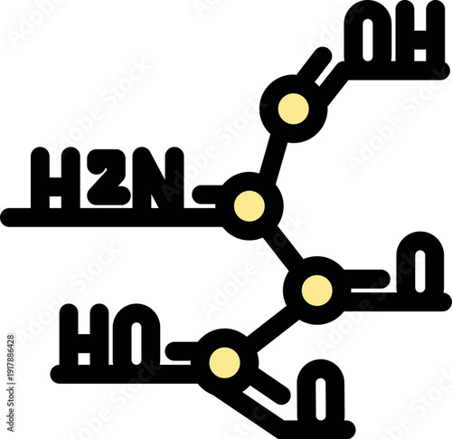 Diagram showing the structure of a chemical compound with labeled atoms