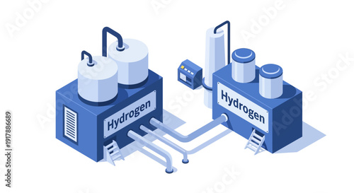 Hydrogen Production Facility with Storage Tanks and Pipelines.