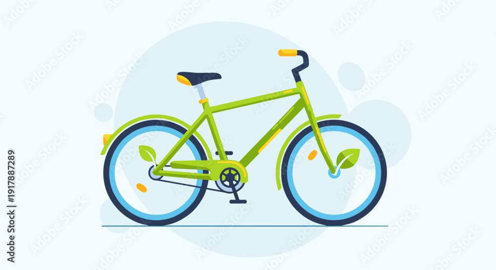 Fototapeta premium Lime Green Bicycle with Blue Wheels.