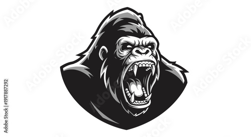 Aggressive Gorilla Head Illustration Design.