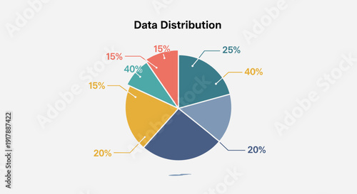 Colorful Pie Chart Showing Data Distribution.