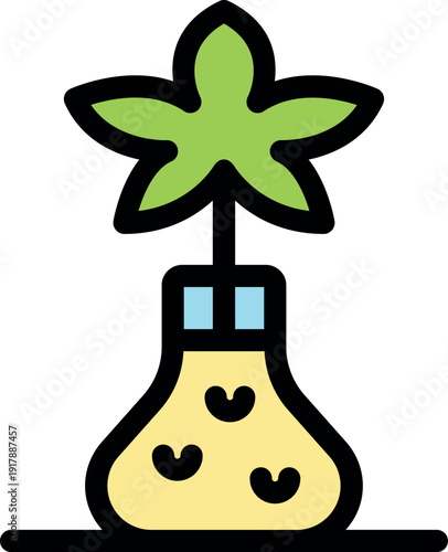 Simple illustration of a green plant sprouting from a decorative vase