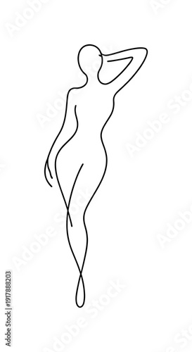 Minimalist Human Outline. Form Without Detail. Minimalistic one-line drawing of a human figure reduced to pure