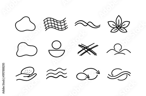 Organic Design Icons. Organic design trends. Line outline icon set of Organic design trends: abstract blob,