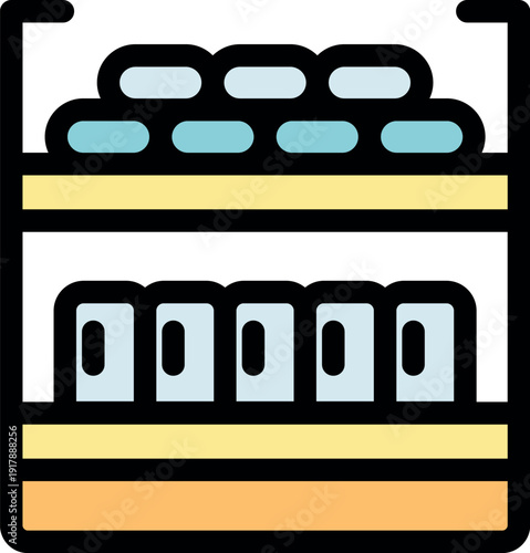Warehouse storage rack holding various inventory and goods ready for distribution and logistics, enhancing efficient organization
