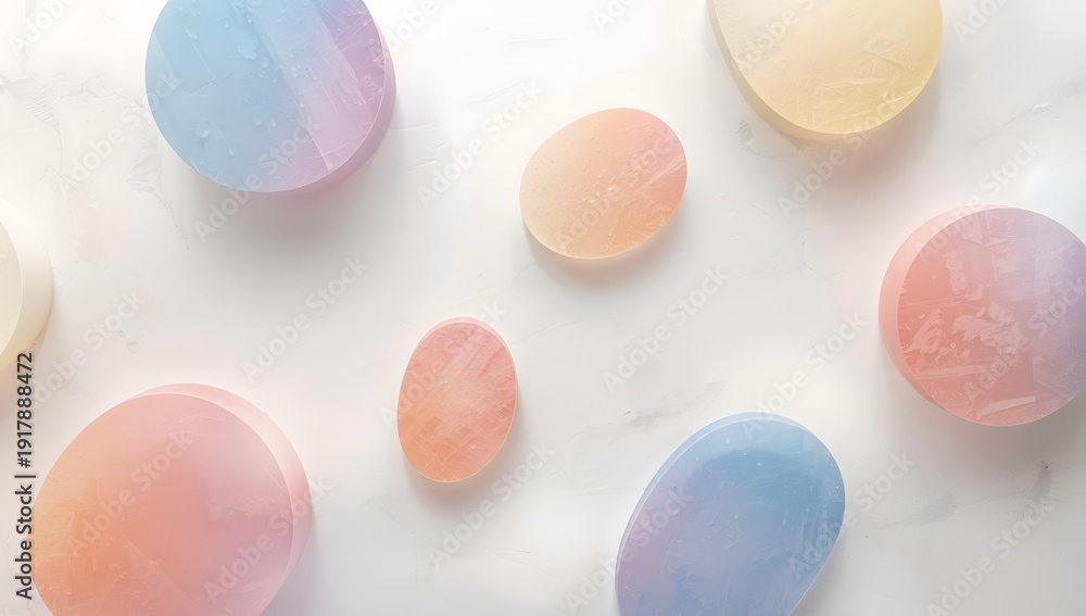 Obraz premium Soft Pastel Shapes on White Background for Creative Projects