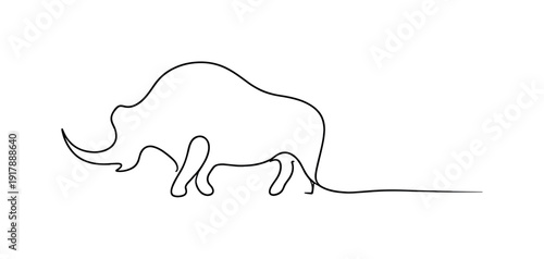 Prehistoric Memory. Minimalistic one-line drawing abstract animal form fading into a single line representing