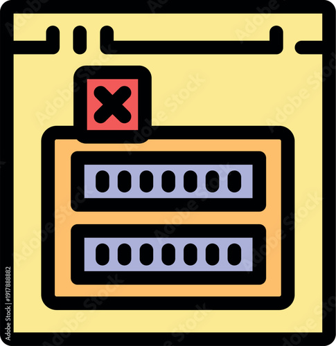 Password error message in a browser window, indicating incorrect login credentials