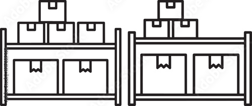 Storage Shelf Icons - Vector Graphics of Boxes on Racks