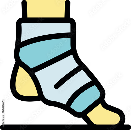 Elastic medical bandage is supporting injured foot and helping recovery