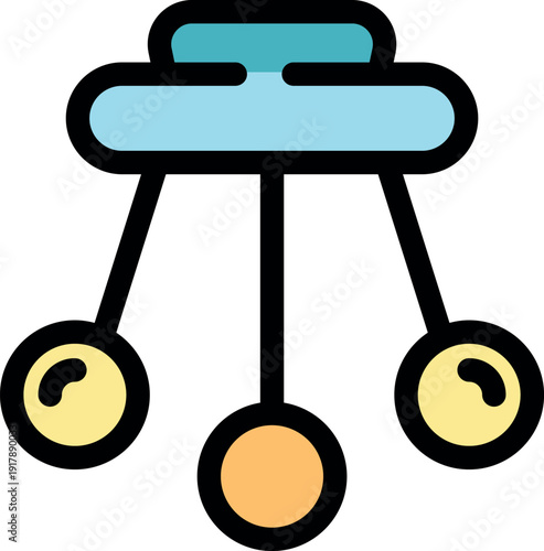 Colorful baby mobile with three hanging balls providing visual stimulation and entertainment for infants