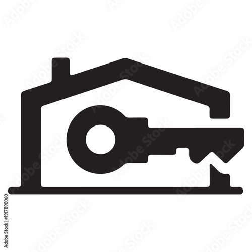 House and key icon representing real estate, ownership and property access