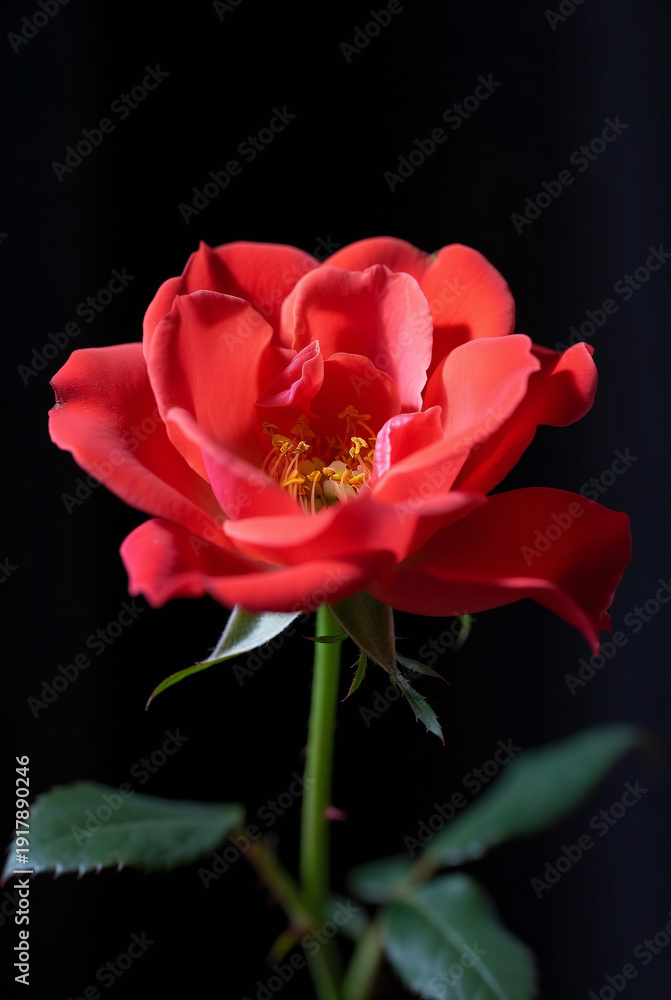 Obraz premium rose, flower, red, love, valentine, pink, nature, isolated, single, beauty, leaf, gift, plant, romance, petal, blossom, floral, white, bouquet, black, flora, bud, stem, flowers, beautiful