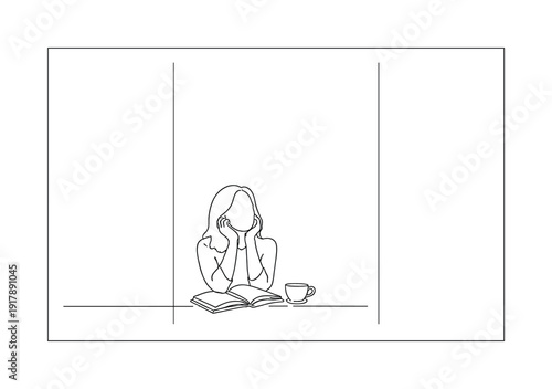 Single Line Elegance. Editorial Minimalism. Minimalistic one-line drawing clean magazine layout with balanced