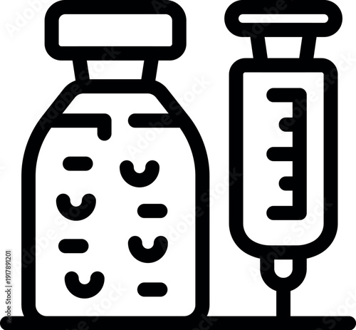 Vaccine vial and syringe ready for a dose of antiviral liquid, promoting health and disease prevention