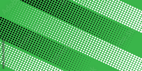 A bold black-and-white halftone pattern radiates with energy, delivering a retro comic book vibe with a modern minimalist twist. Vector eps 10