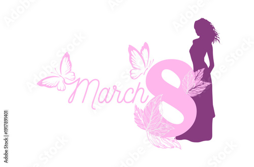 International Womens Day holiday banner. Postcard for March 8. Stock vector illustration. hand drawn. Not AI.