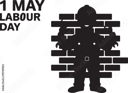 Silhouette of a person breaking through a brick wall symbolizing labor day celebration and resilience
