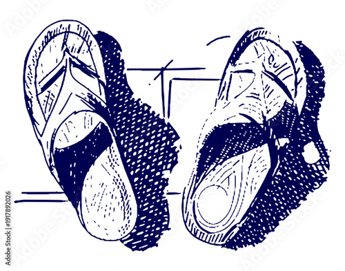 Hand Drawn Flip Flops  Vector Illustration for Summer Beach Design