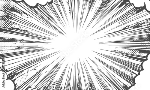 Radial sunburst beam pattern motion background
Comic book explosion burst with stipple dots