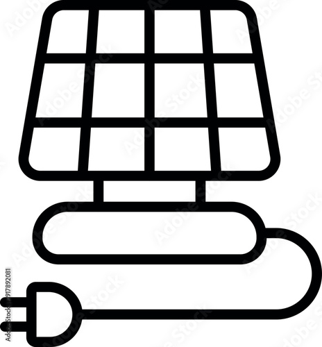 Solar panel producing sustainable energy, featuring a plug for convenient connection and power supply