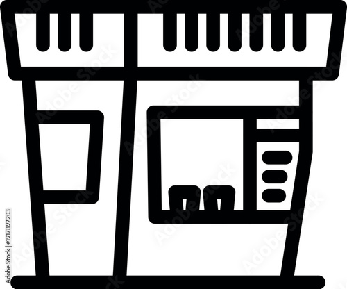 Small coffee shop building with large windows, offering a variety of hot beverages and snacks