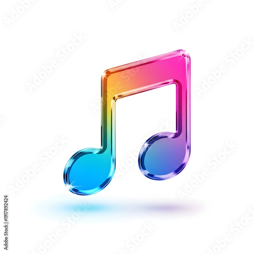 Colorful Rainbow Music Note Icon Glossy 3D Illustration