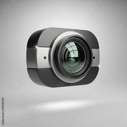 Modern Black Webcam Camera 3D Render with Glossy Lens
